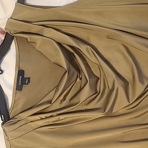 Shiny olive green suit separates top